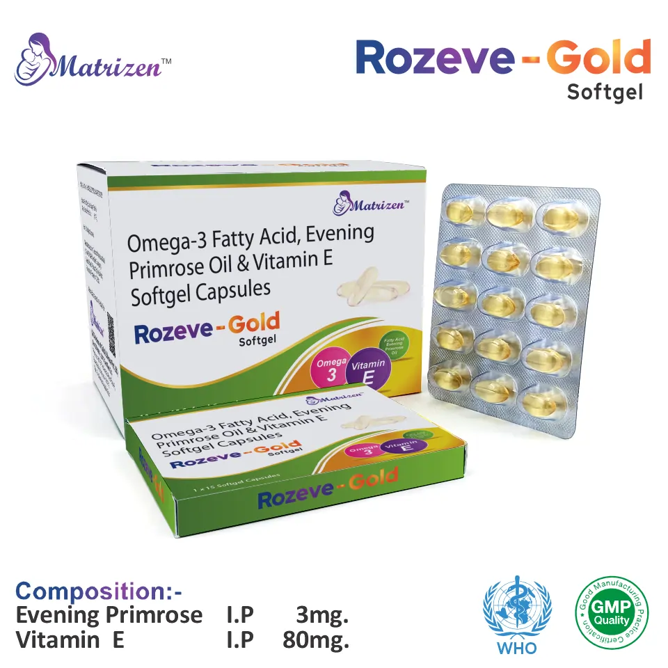 Evening Primrose + Omega 3 + Vitamin E Softgel | Best price for PCD Pharma Franchise | Supports skin, heart & hormonal health